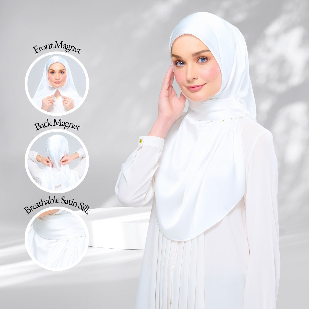 Instant Tag n' Go Shawl | Satin Silk in Bridal White