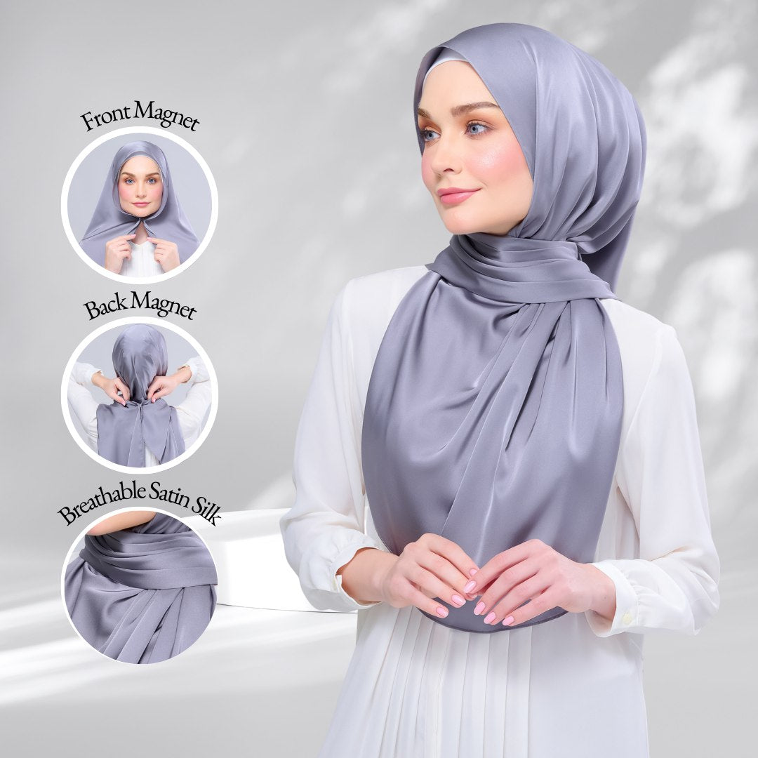 Instant Tag n' Go Shawl | Satin Silk in Titanium Grey
