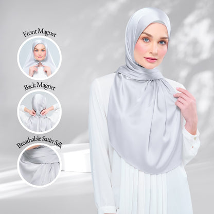 Instant Tag n' Go Shawl | Satin Silk in Silver