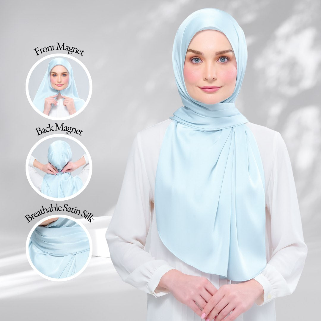 Instant Tag n' Go Shawl | Satin Silk in Mint Blue