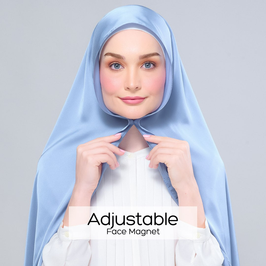 Instant Tag n' Go Shawl | Satin Silk in Dusty Blue