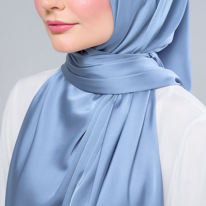 Instant Tag n' Go Shawl | Satin Silk in Dusty Blue