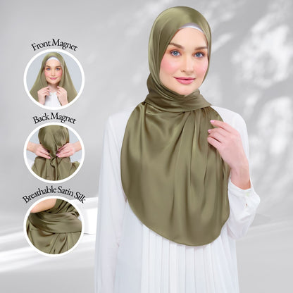Instant Tag n' Go Shawl | Satin Silk in Olive