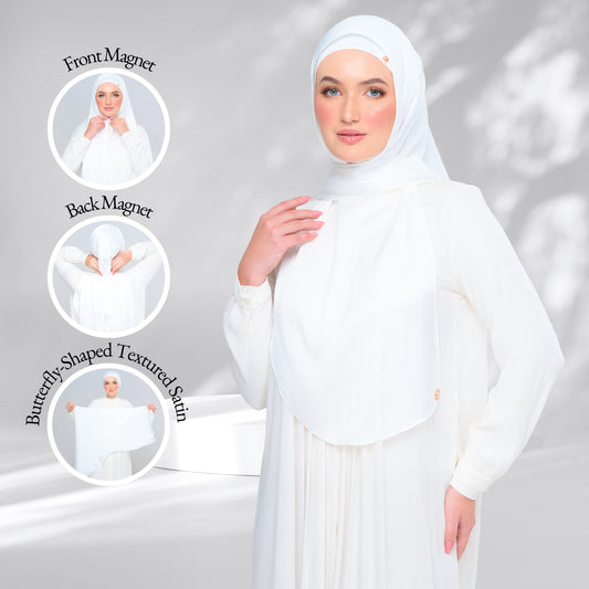 Tag & Go Textured Satin | Bawal Butterfly in Pure White