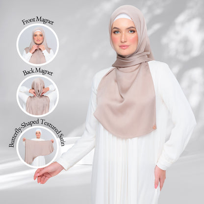 Instant Tag n' Go Butterfly | Textured Satin in Warm Chai