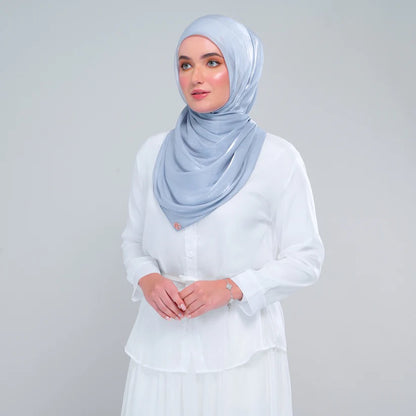 Raia Shawl | Ironless Shimmer in Dusty Blue