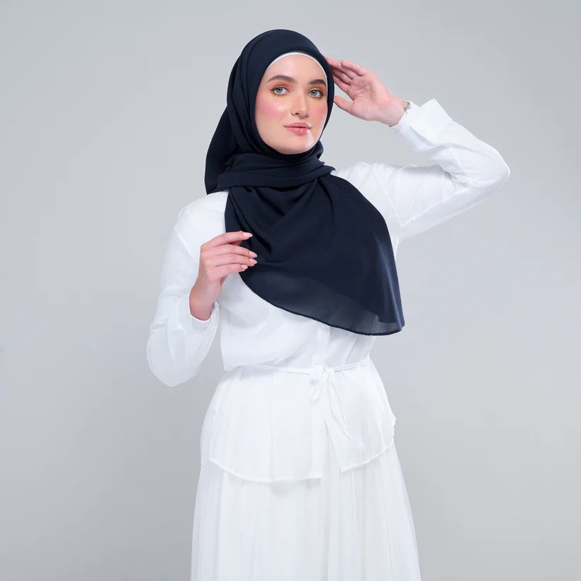 Instant Square Tag n' Go | Cotton Voile in Navy Blue