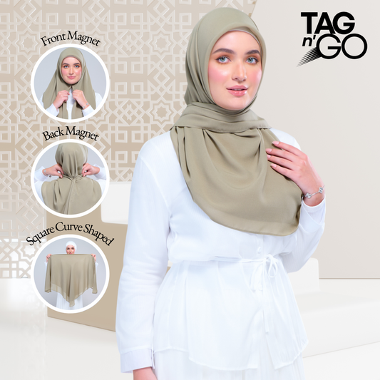 Instant Square Tag & Go l Cotton Voile in Matcha Taupe