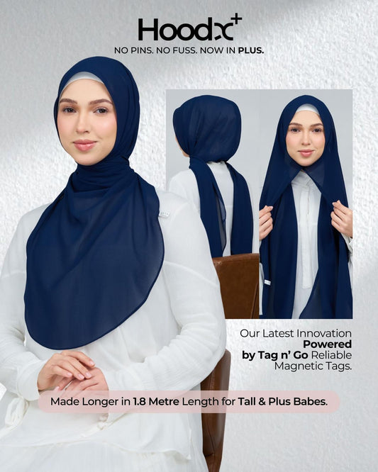 [★New] HoodX Curve [Pearl Chiffon] in Navy Blue