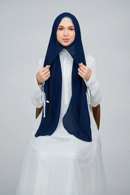 [★New] HoodX Curve [Pearl Chiffon] in Navy Blue