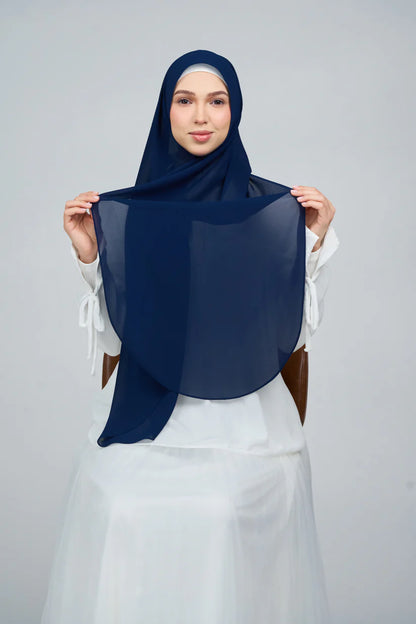 [★New] HoodX Curve [Pearl Chiffon] in Navy Blue