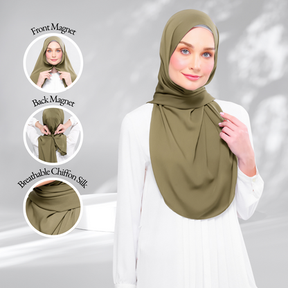 Instant Tag n' Go Shawl | Chiffon Silk in Olive