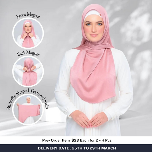 Tag & Go Textured Satin | Bawal Butterfly in Dusty Pink