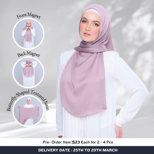 Tag & Go Textured Satin | Bawal Butterfly in Nude Berry