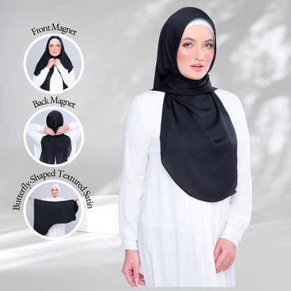Instant Tag n' Go Butterfly | Textured Satin in Black
