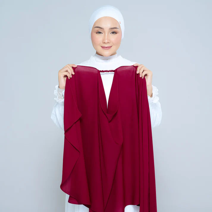 Semi Instant Sarongje | Chiffon Silk in Crimson