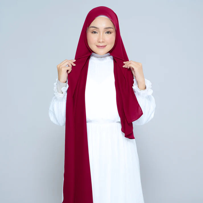 Semi Instant Sarongje | Chiffon Silk in Crimson