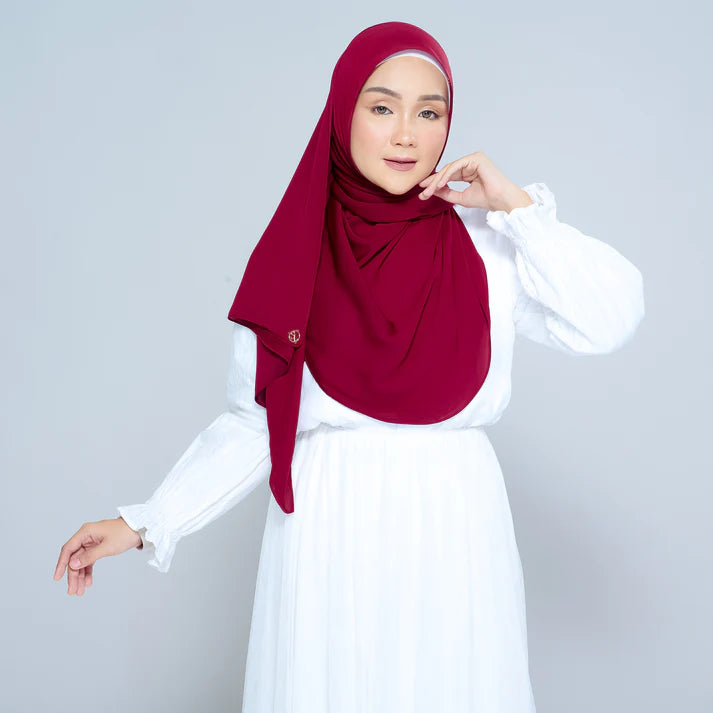 Semi Instant Sarongje | Chiffon Silk in Crimson