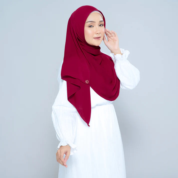 Semi Instant Sarongje | Chiffon Silk in Crimson