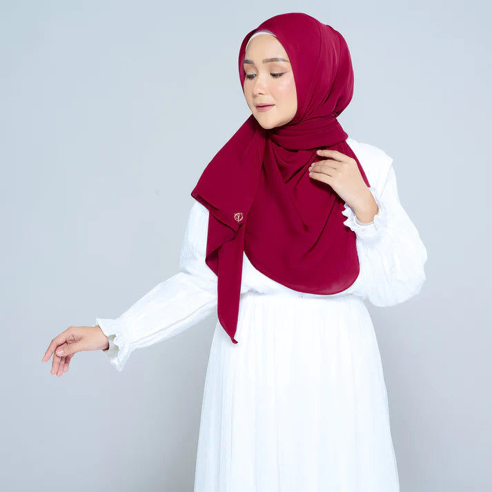 Semi Instant Sarongje | Chiffon Silk in Crimson
