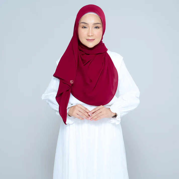 Semi Instant Sarongje | Chiffon Silk in Crimson