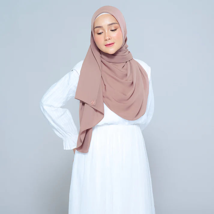Semi Instant Sarongje | Chiffon Silk in Mocha Taupe