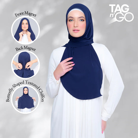 Instant Tag & Go | Textured Chiffon BB in Navy Blue