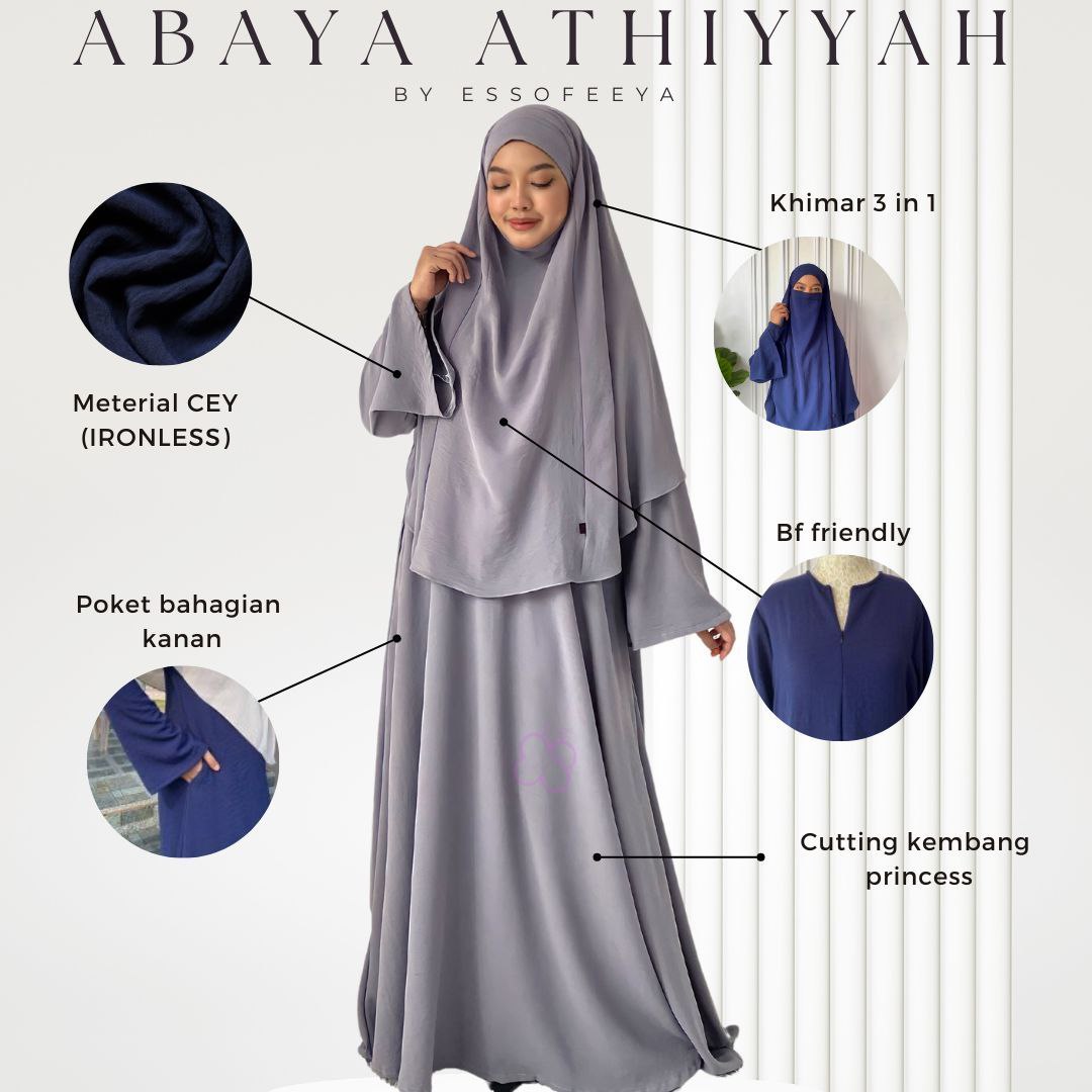 Abaya Athiyyah Set in Grey